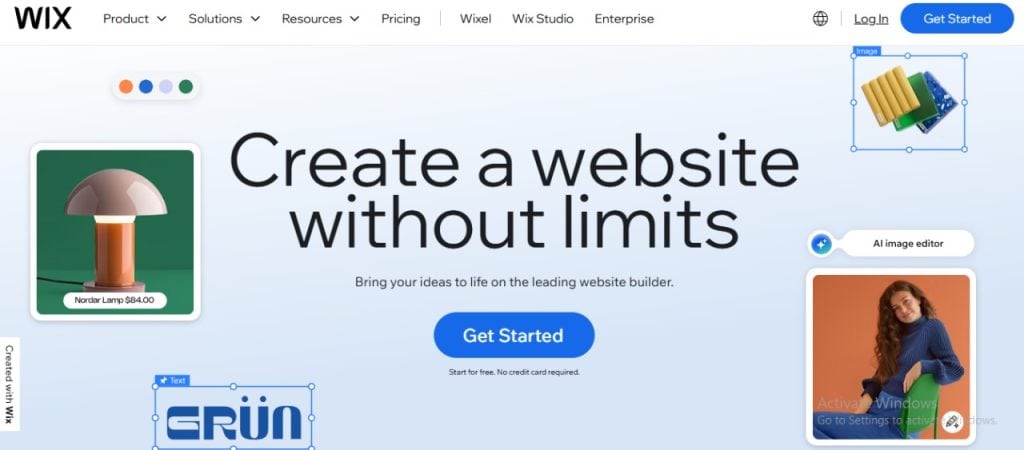 Wix website builder dashboard showing tools to create and customize an online store easily