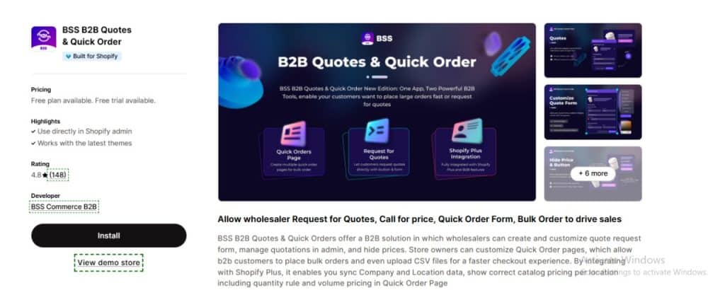 BSS B2B Portal dashboard showcasing business-to-business eCommerce features and partner management tools.