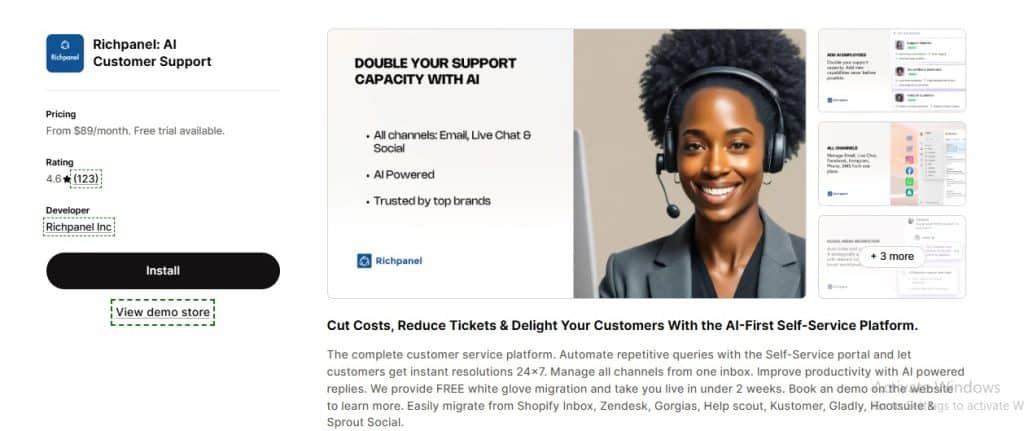 Richpanel dashboard showcasing simplified customer support tools for Shopify stores.
