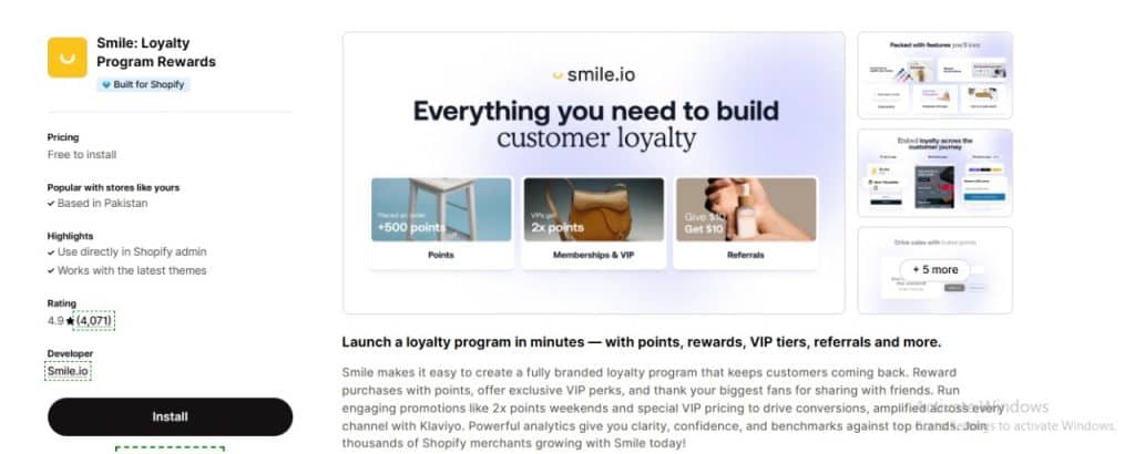 Smile Loyalty Rewards program on Shopify – boost customer retention and engagement with points, referrals, and exclusive perks.